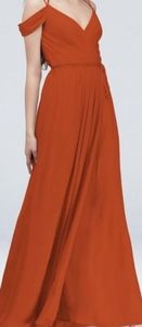 David's Bridal F20038 Cold Shoulder Wrap Dress Cinnamon size 8